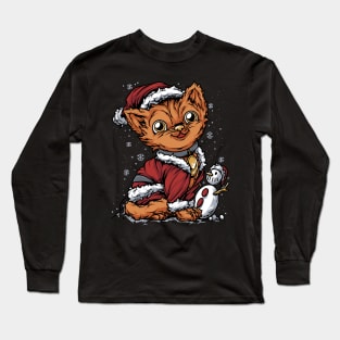 Orange Christmas Cat Santa Suit Long Sleeve T-Shirt